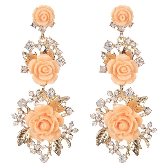 Amrita Singh Austrian Crystal Floral Drop Earrings - Picture 2 of 5